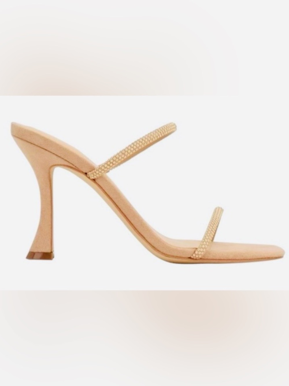 GUESS Nude Gold Jeweled GW Habbit Slide Heel NWT 8 - Picture 4 of 9
